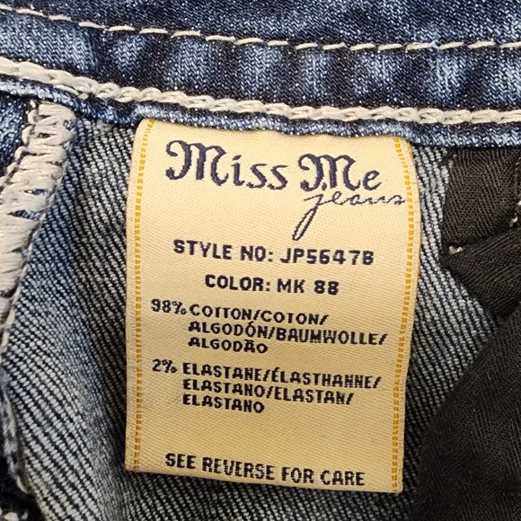 Miss Me Blue Boot Cut Jeans with Fleur-de-Lis Pockets - Picture 6 of 6